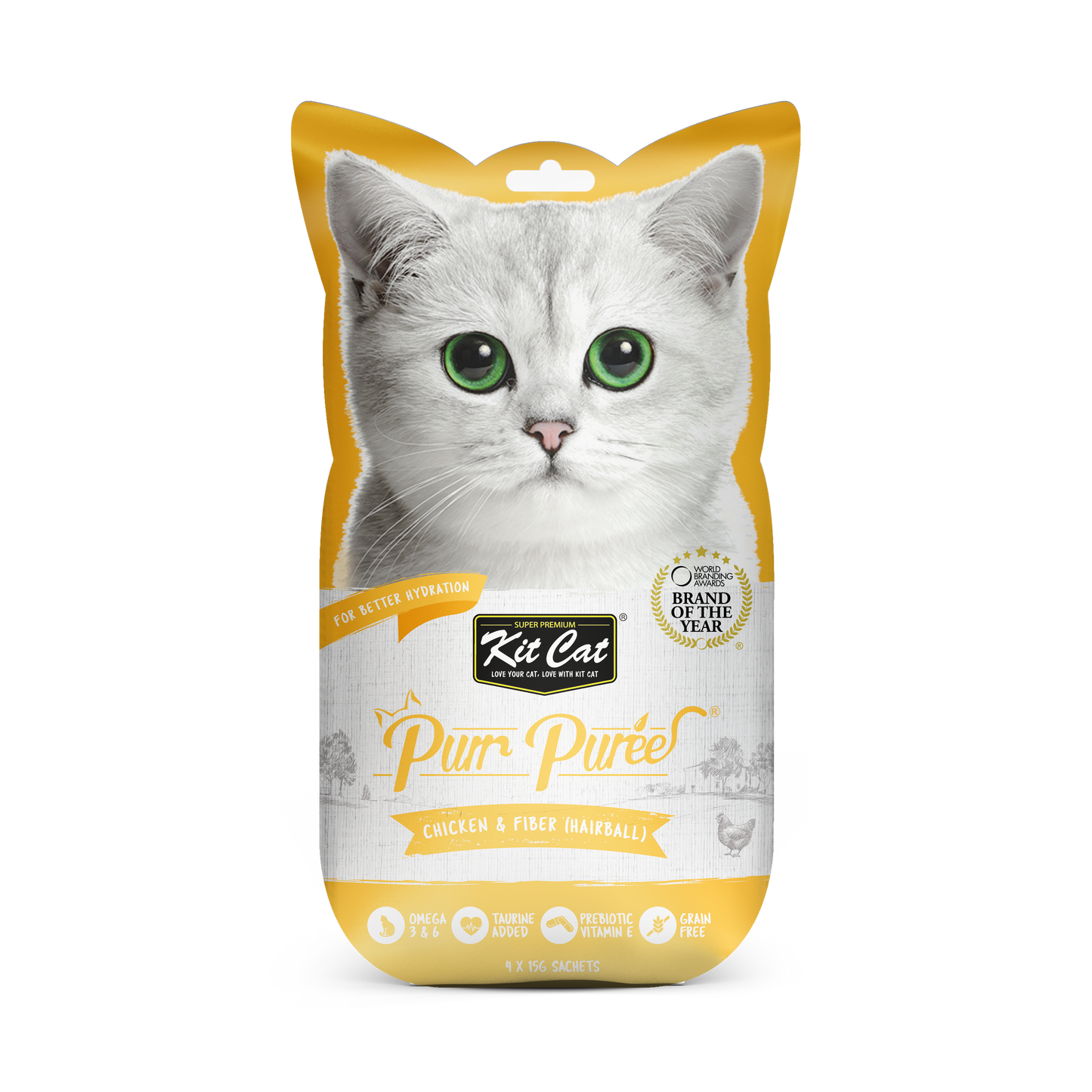 PurrPuree - Pollo y Fibra (Hairball) 60g Kit Cat