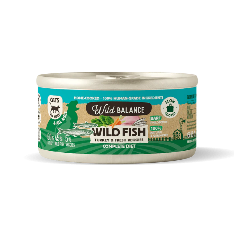 Lata de Pescado y Pavo para gatos 120g - Filosofía BARF - Wild Balance