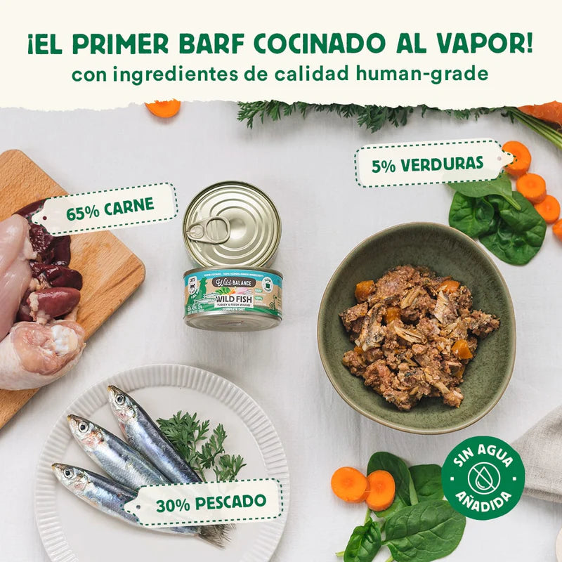 Lata de Pescado y Pavo para gatos 120g - Filosofía BARF - Wild Balance