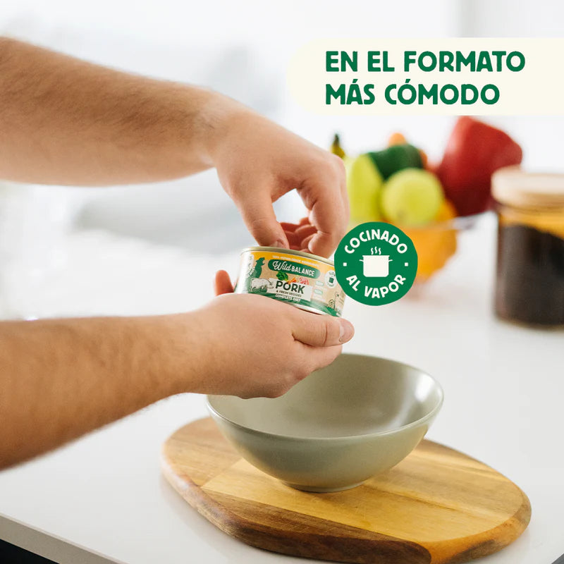 Lata de cerdo para gatos 120g - Filosofía BARF - Wild Balance