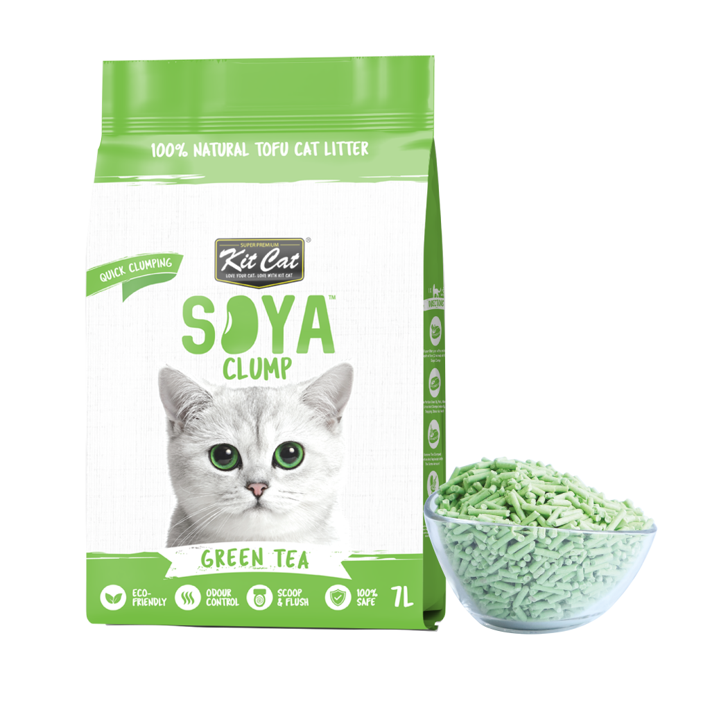 Arena de soja Eco Kit Cat SoyaClump - Green Tea 7L