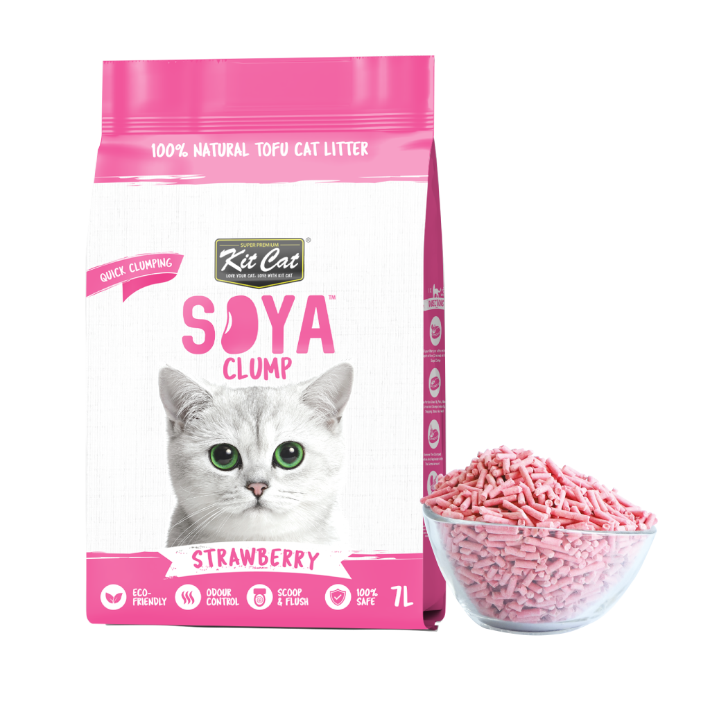 Arena de soja Eco Kit Cat SoyaClump - Strawberry 7L