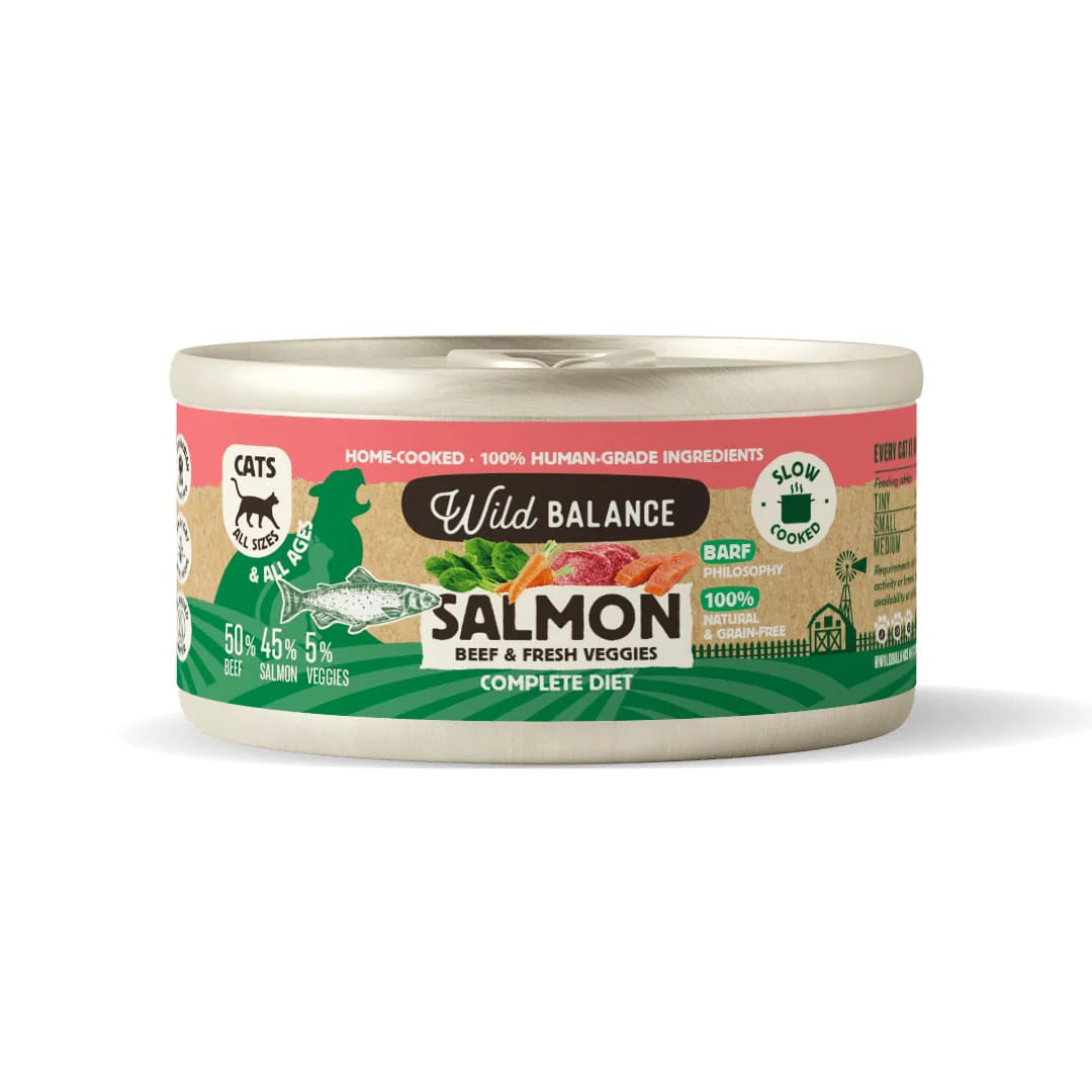 Lata de Salmón y Ternera para gatos 120g - Filosofía BARF