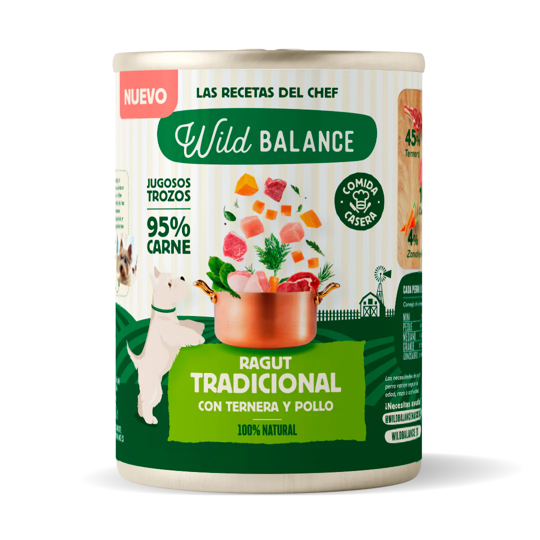 Lata completa Ragut Tradicional de Ternera y Pollo para Perros - Wild balance