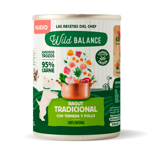 Lata completa Ragut Tradicional de Ternera y Pollo para Perros - Wild balance